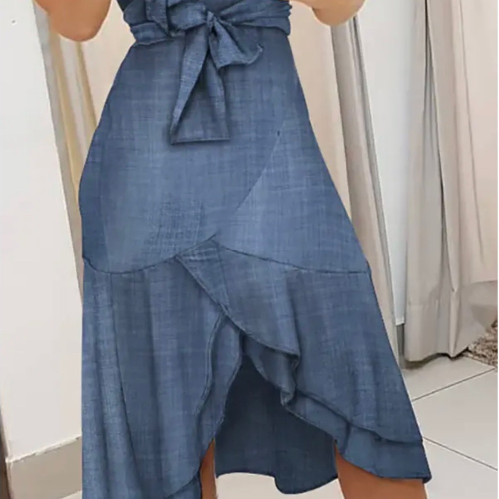 Chicme stylishSleeveless knotted ruffle slit dress - Picture 4 of 7